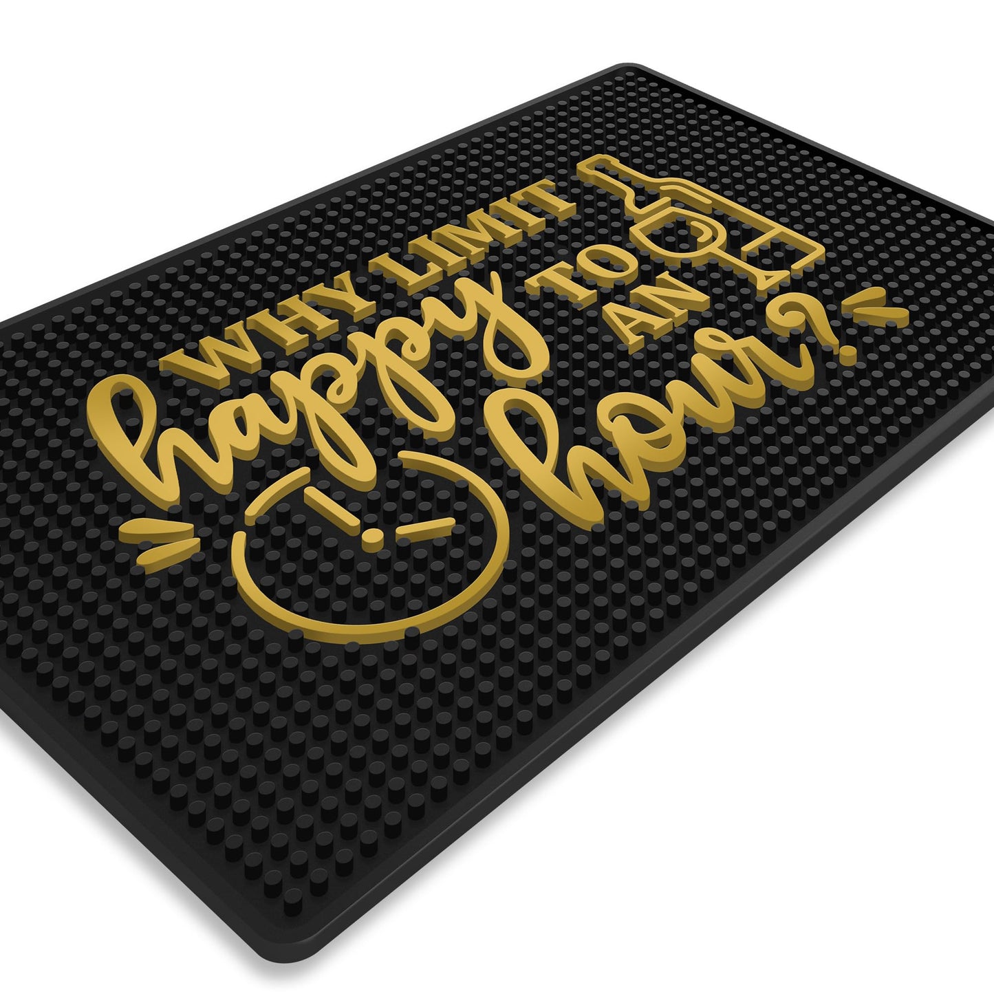 Why Limit Happy Hour Bar Mat 18" x 12" Non-Slip Rubber
