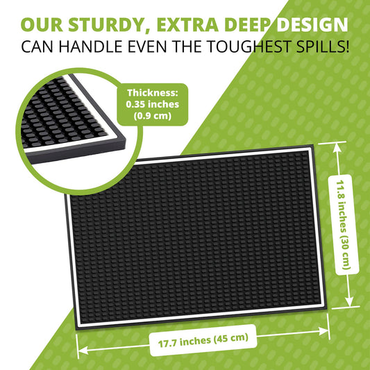 Premium 18" x 12" Rubber Bar Mat Heavy Duty Spill Protection