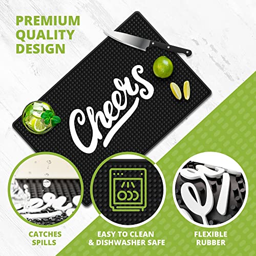 Premium "Cheers" Bar Mat 18" x 12" Non-Slip Rubber