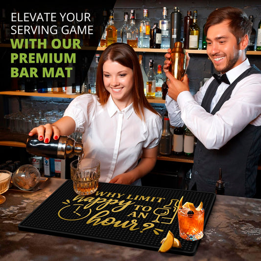 Why Limit Happy Hour Bar Mat 18" x 12" Non-Slip Rubber