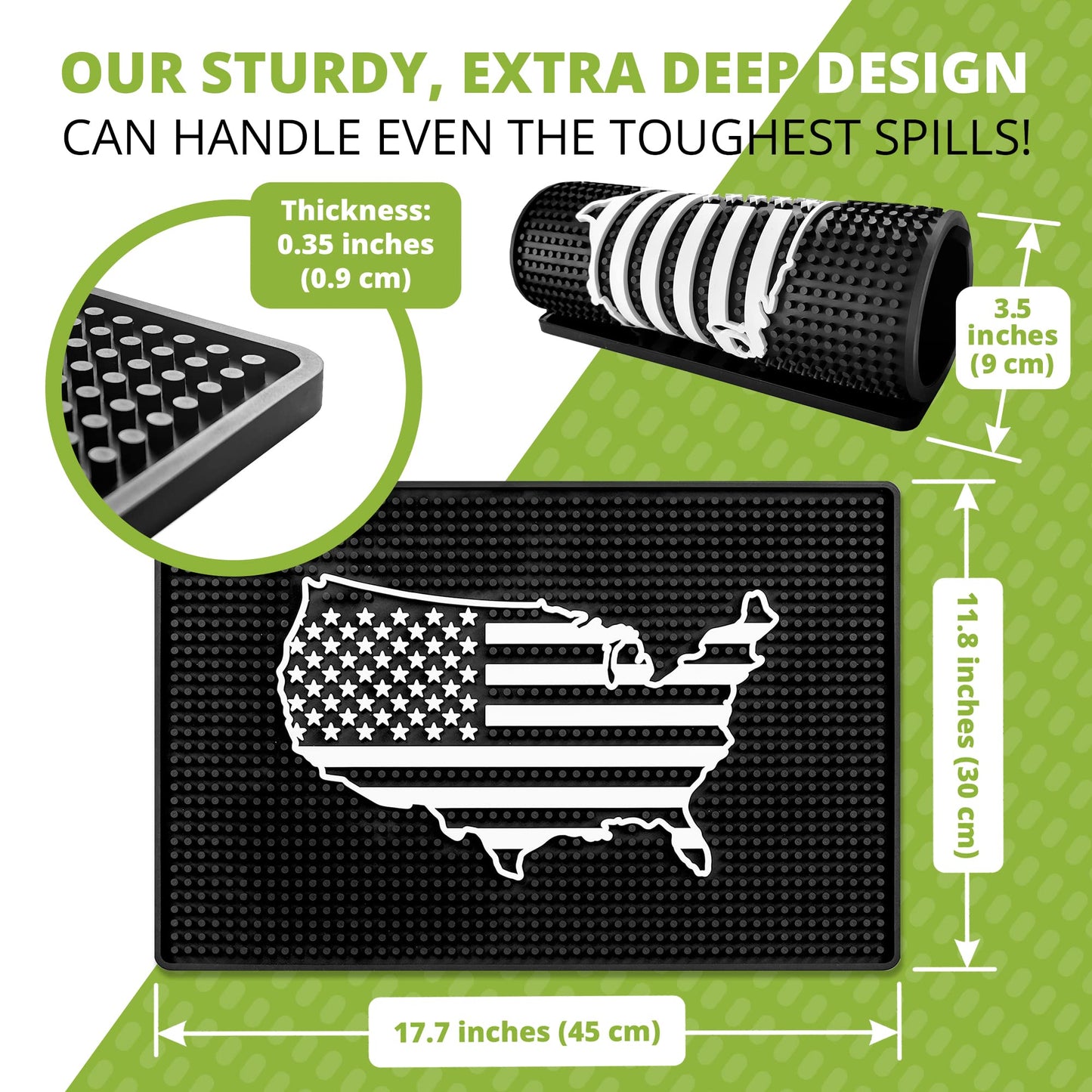 Premium American Flag Bar Mat — 18" x 12" Non-Slip Rubber