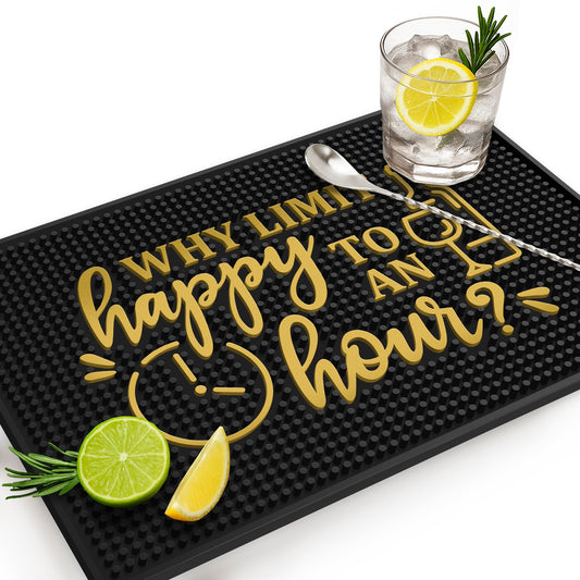 Why Limit Happy Hour Bar Mat 18" x 12" Non-Slip Rubber