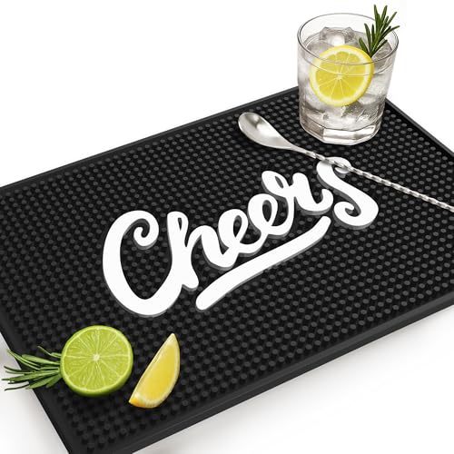 Premium "Cheers" Bar Mat 18" x 12" Non-Slip Rubber