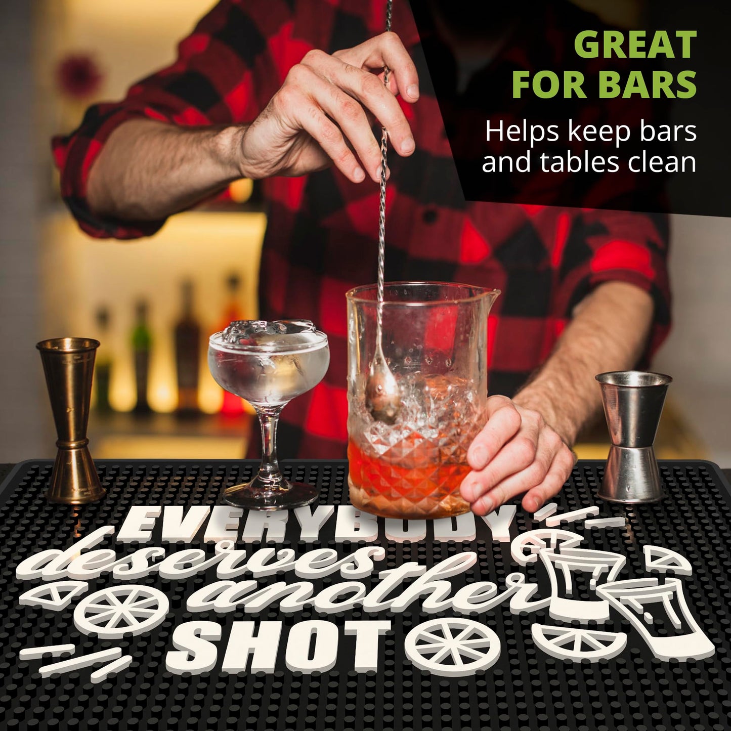 Premium “Everybody Deserves a Shot” Bar Mat