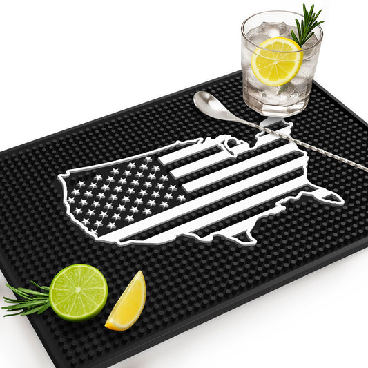 Premium American Flag Bar Mat — 18" x 12" Non-Slip Rubber