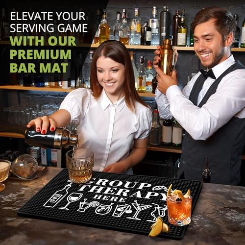 "Group Therapy" Bar Mat 18" x 12" Premium Non-Slip Rubber