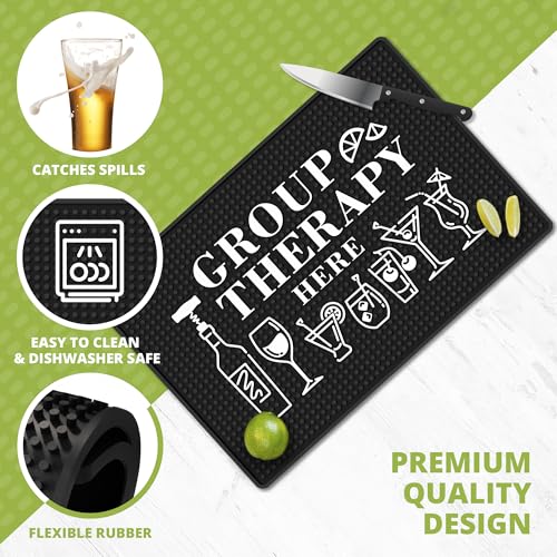 "Group Therapy" Bar Mat 18" x 12" Premium Non-Slip Rubber