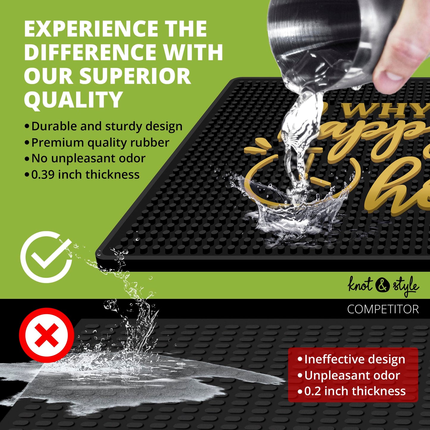 Why Limit Happy Hour Bar Mat 18" x 12" Non-Slip Rubber