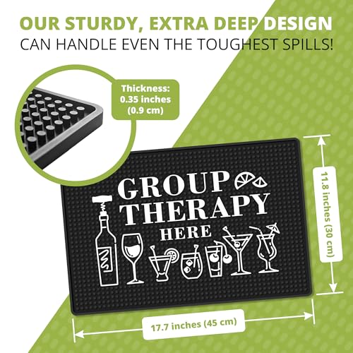 "Group Therapy" Bar Mat 18" x 12" Premium Non-Slip Rubber