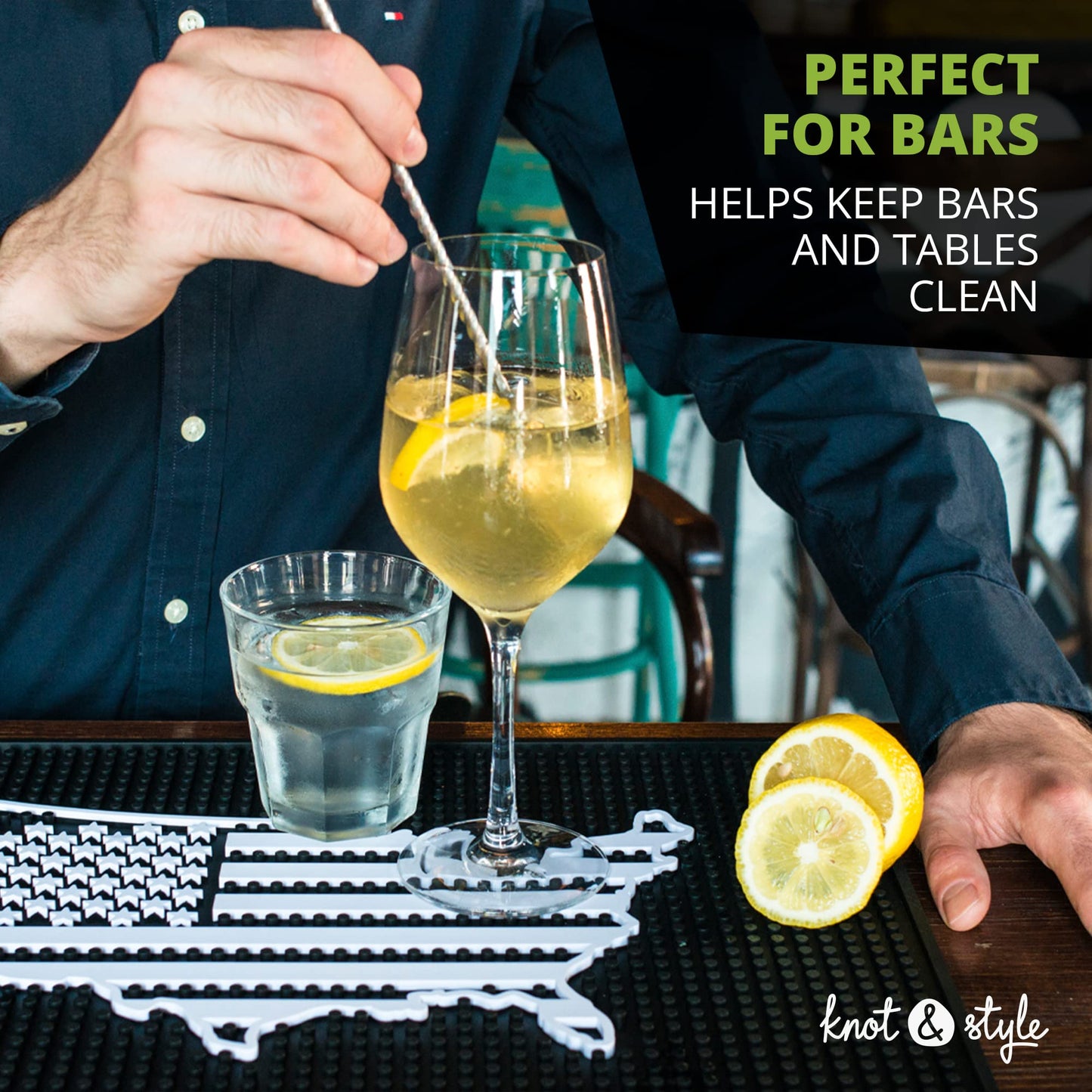 Premium American Flag Bar Mat — 18" x 12" Non-Slip Rubber