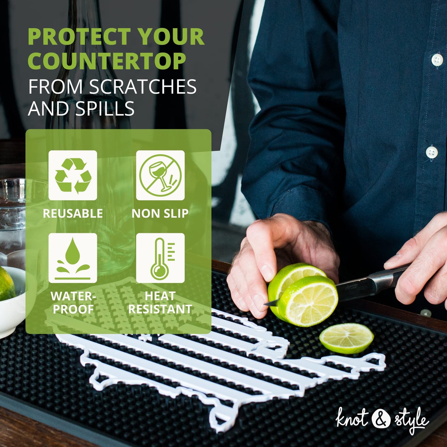 Premium American Flag Bar Mat — 18" x 12" Non-Slip Rubber