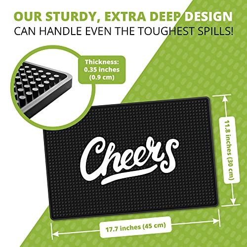 Premium "Cheers" Bar Mat 18" x 12" Non-Slip Rubber
